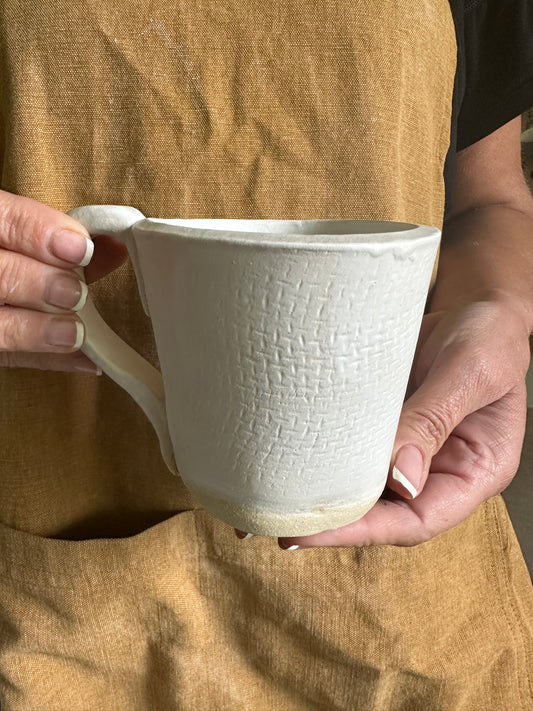 Burlap Textured Mug With Handle