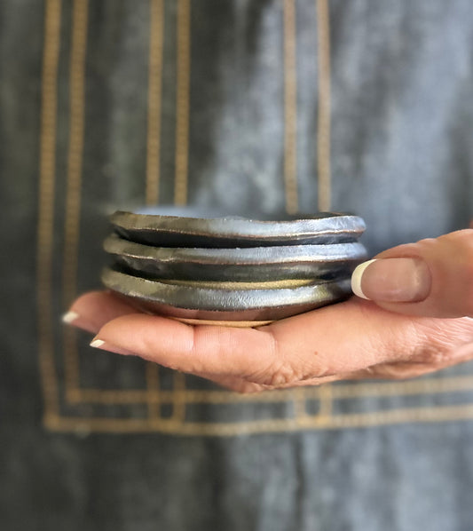 Set Of 3 Metalic Graphite Tiny Bowls