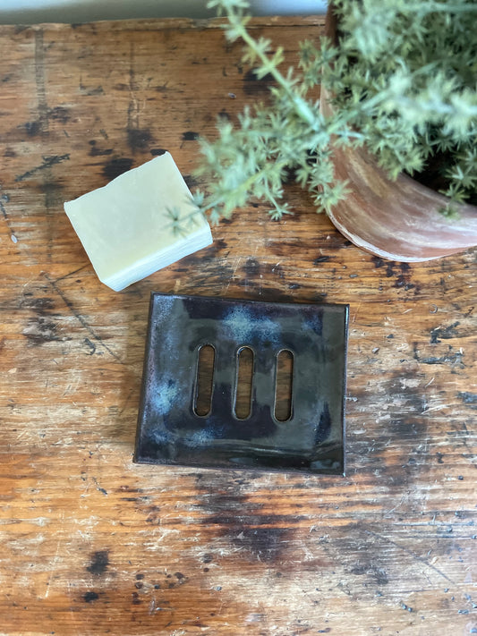 Handmade Ceramic Self Draining Soap Dish In Rustic Glaze