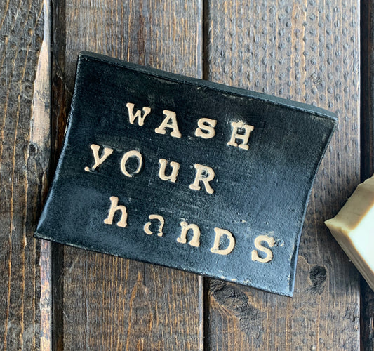 Handmade ceramic wash your hands soap dish